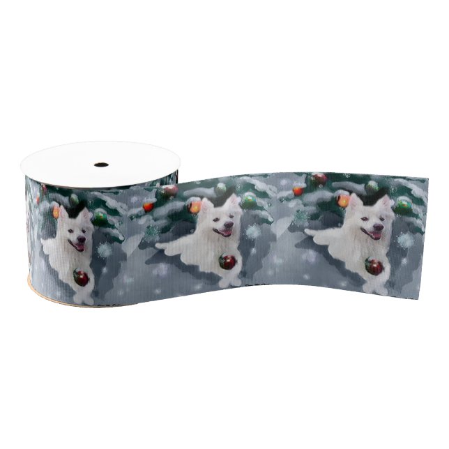 American Eskimo Dog Christmas Grosgrain Ribbon (Spool)