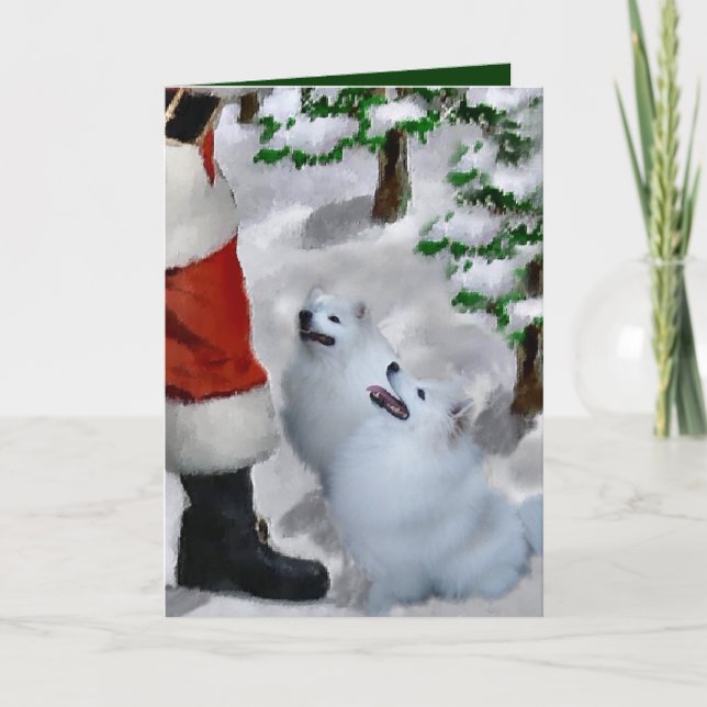 American Eskimo Dog Christmas Holiday Card (Front)