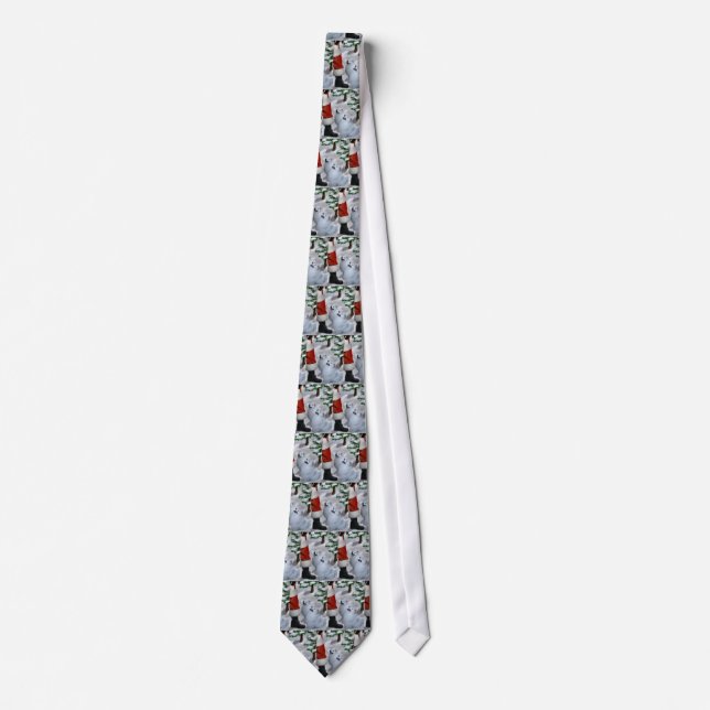 American Eskimo Dog Christmas Neck Tie (Front)