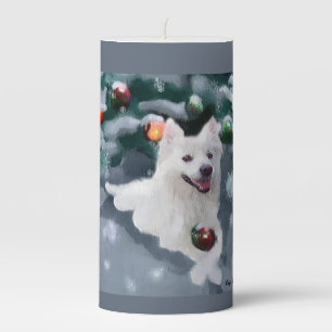 American Eskimo Dog Christmas Pillar Candle