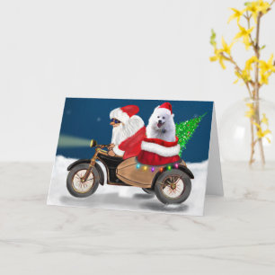 American Eskimo Dog Christmas Santa Claus Card