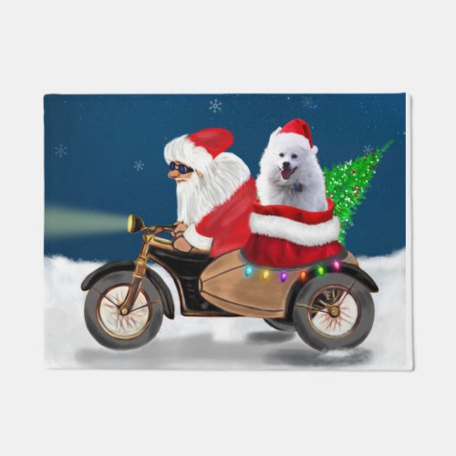 American Eskimo Dog Christmas Santa Claus  Doormat