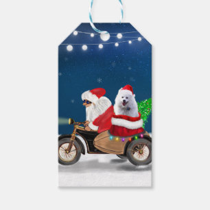American Eskimo Dog Christmas Santa Claus Gift Tags