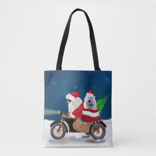 American Eskimo Dog Christmas Santa Claus  Tote Bag