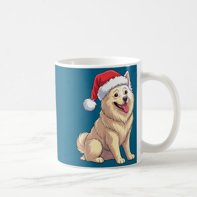 American Eskimo Dog Christmas Santa Hat Pet Dog Lo Coffee Mug (Right)