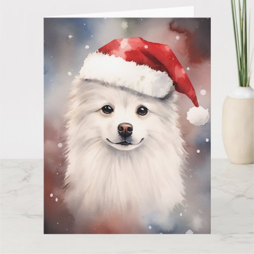 American Eskimo Dog Christmas Santa Paws Festive Card