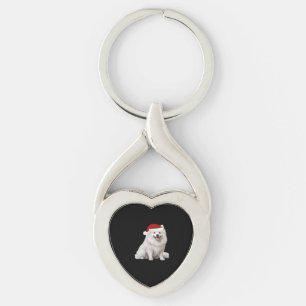 American Eskimo Dog Christmas Tree Dog Puppy Water Keychain