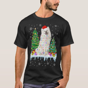 American Eskimo Dog Christmas Tree Lights Puppy T-Shirt