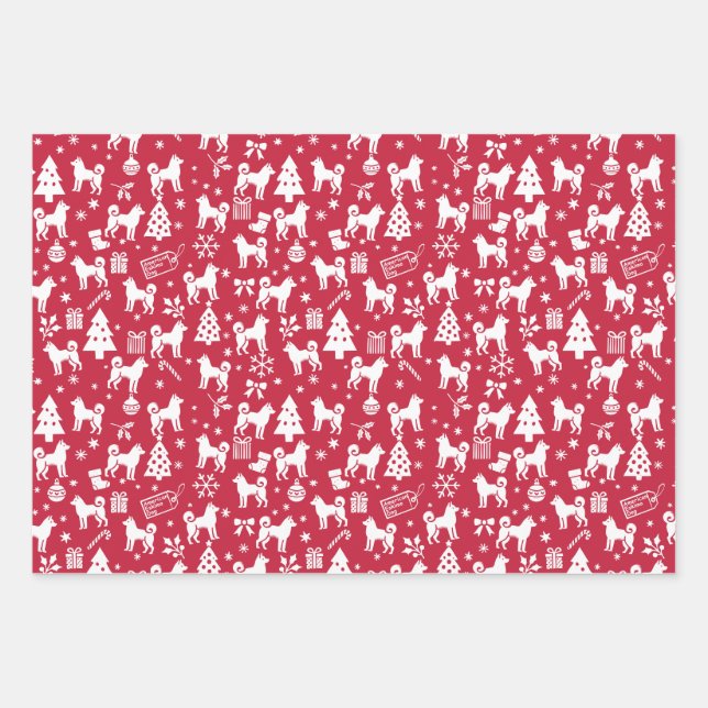 American Eskimo Dog Christmas Wrapping Paper Sheets (Front)
