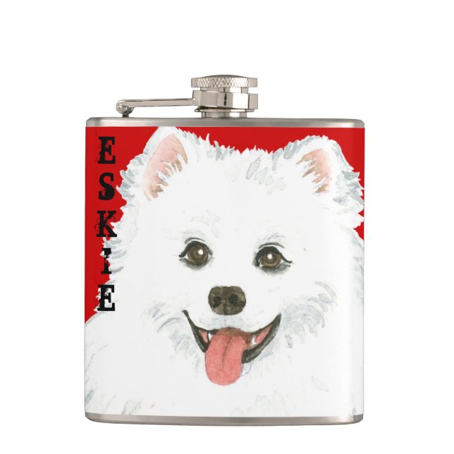 American Eskimo Dog Color Block Flask (Front)