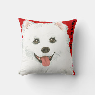 American Eskimo Dog Color Block Throw Pillow