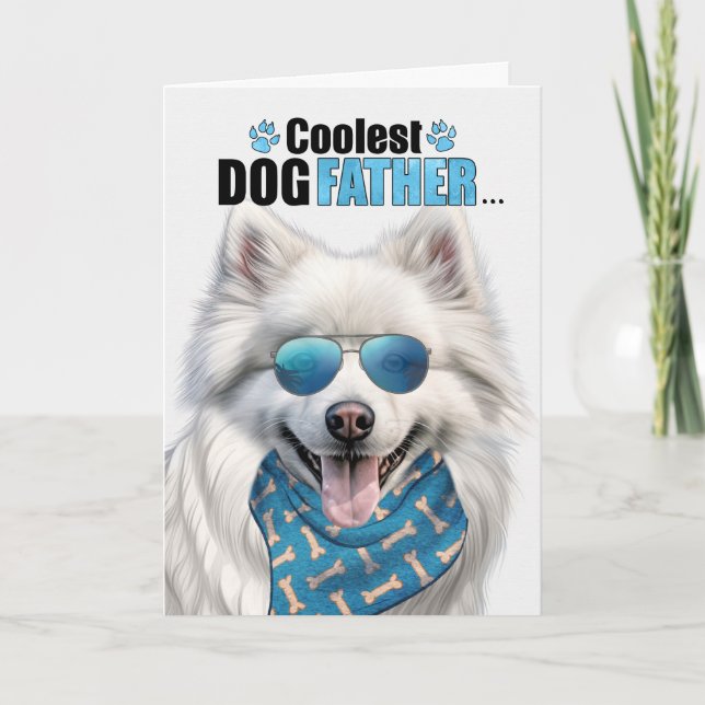 American Eskimo Dog Coolest Dad Ever Father's Day Holiday Card (Front)