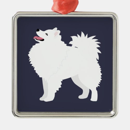 American Eskimo Dog Dog Breed Silhouette Metal Ornament