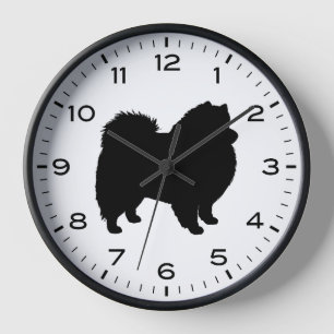 American Eskimo Dog Eskie Silhouette Clock