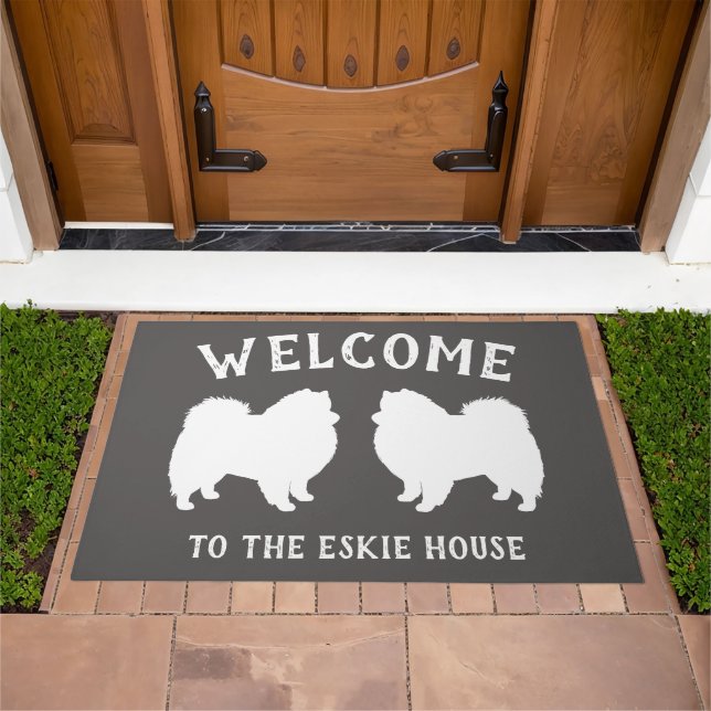 American Eskimo Dog Eskie Silhouettes Doormat (Outdoor)