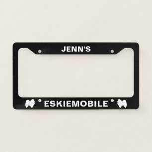 American Eskimo Dog Eskie Silhouettes Eskiemobile License Plate Frame