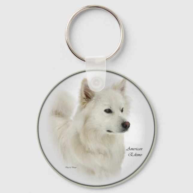 American Eskimo Dog Gifts Art Keychain (Front)