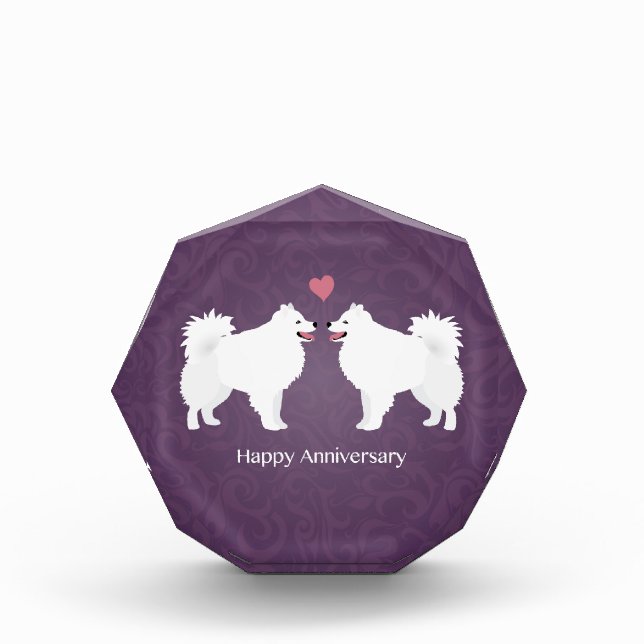 American Eskimo Dog Happy Anniversary Design Acrylic Award (Front)