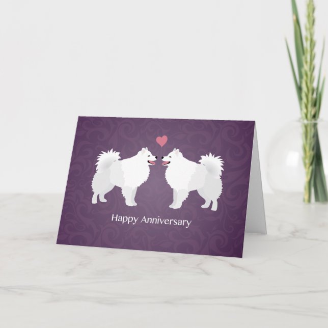 American Eskimo Dog Happy Anniversary Design Card (Front)