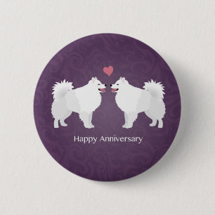 American Eskimo Dog Happy Anniversary Design Pinback Button