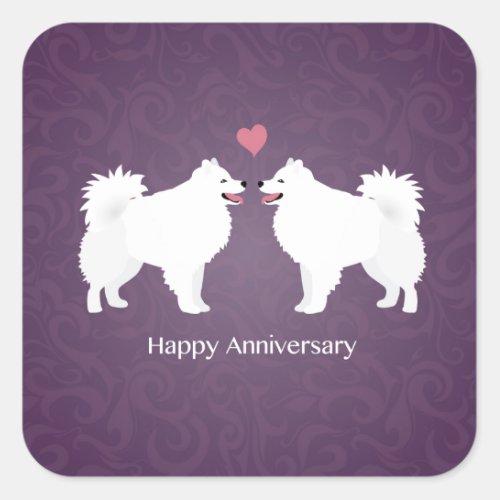 American Eskimo Dog Happy Anniversary Design Square Sticker