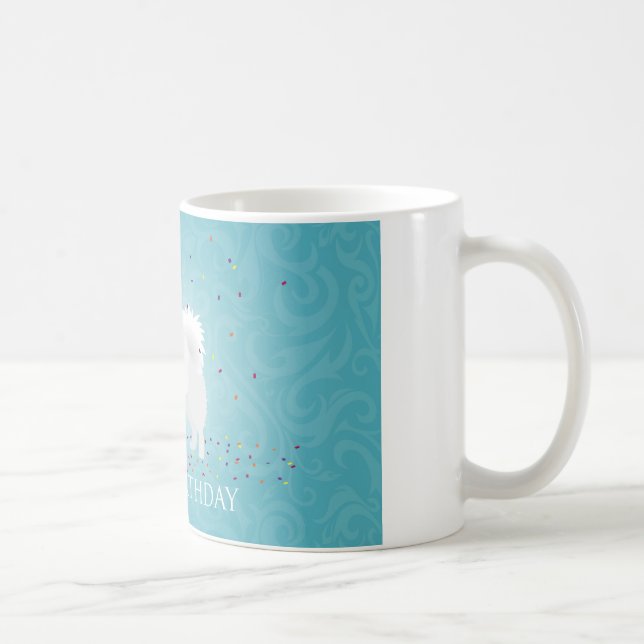 American Eskimo Dog Happy Birthday Design Coffee Mug (Right)
