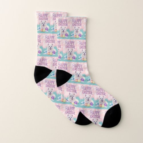 American Eskimo Dog Happy Easter Socks