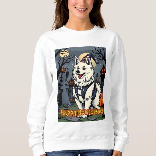 American Eskimo Dog Happy Howloween Sweatshirt (Front)