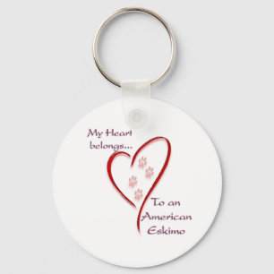 American Eskimo Dog heart Belongs Keychain