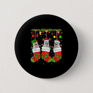 American Eskimo Dog In Christmas Socks Funny Dog L Button