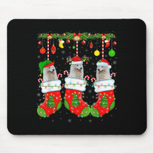 American Eskimo Dog In Christmas Socks Funny Dog L Mouse Pad