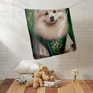 American Eskimo dog in St. Patrick's Day Dress Baby Blanket