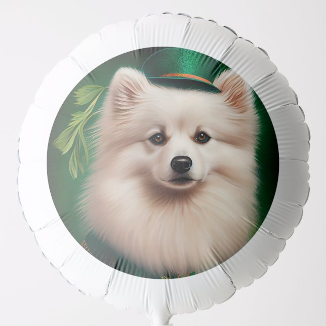 American Eskimo dog in St. Patrick's Day Dress Balloon (Front)