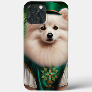 American Eskimo dog in St. Patrick's Day Dress iPhone 13 Pro Max Case