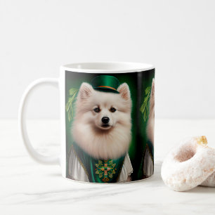 American Eskimo dog in St. Patrick's Day Dress Coffee Mug