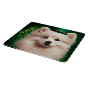 American Eskimo dog in St. Patrick's Day Dress Cutting Board