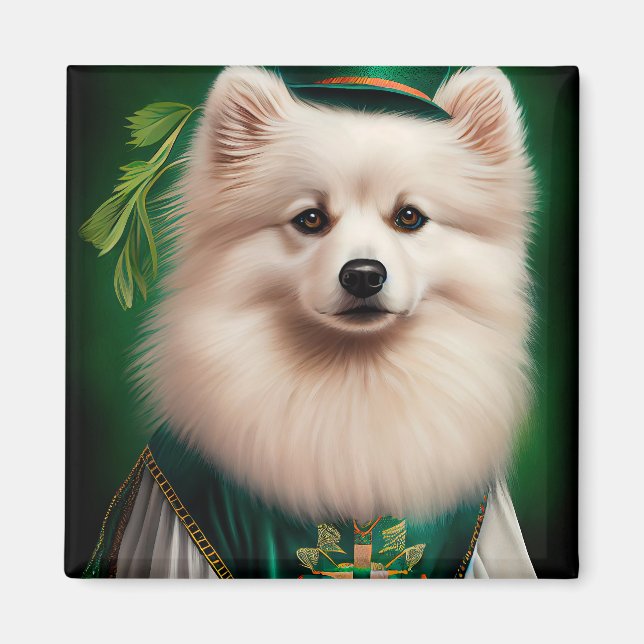 American Eskimo dog in St. Patrick's Day Dress  Magnet (Front)