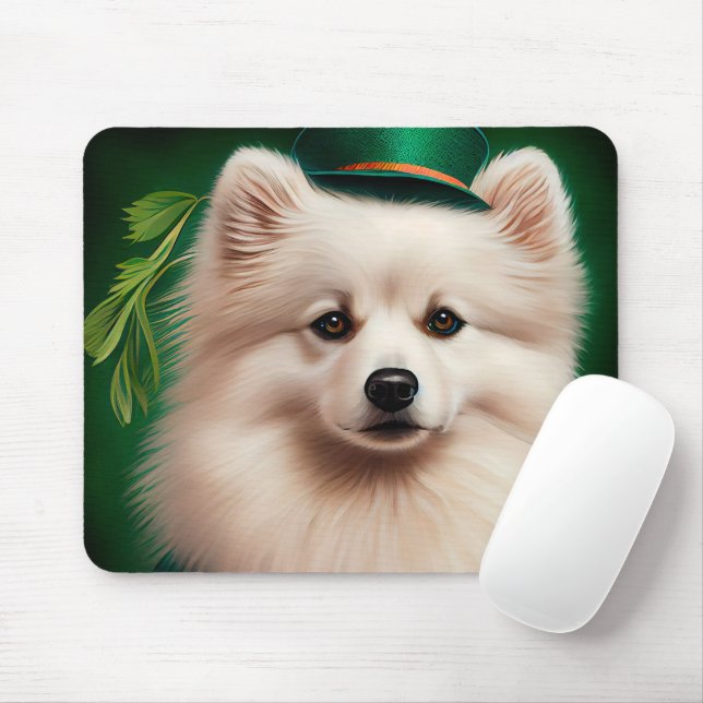 American Eskimo dog in St. Patrick's Day Dress Mouse Pad (With Mouse)