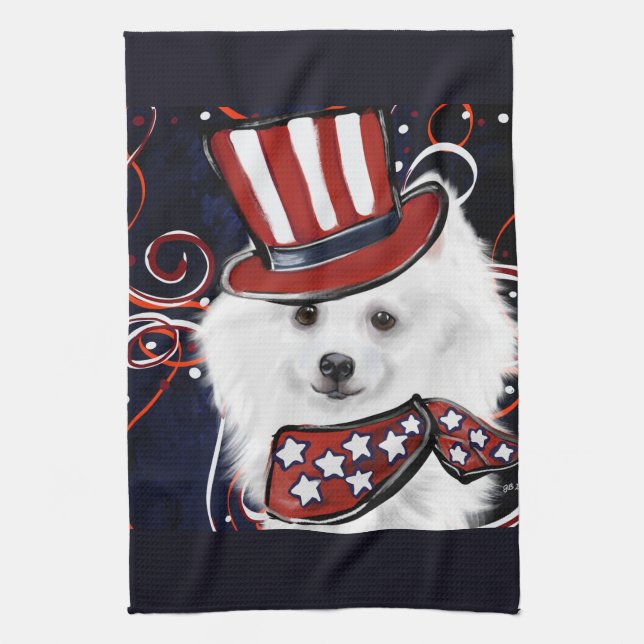 American Eskimo Dog  Kitchen Towel (Vertical)