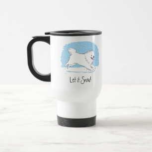 American Eskimo Dog Let it Snow Eskie Holiday Travel Mug