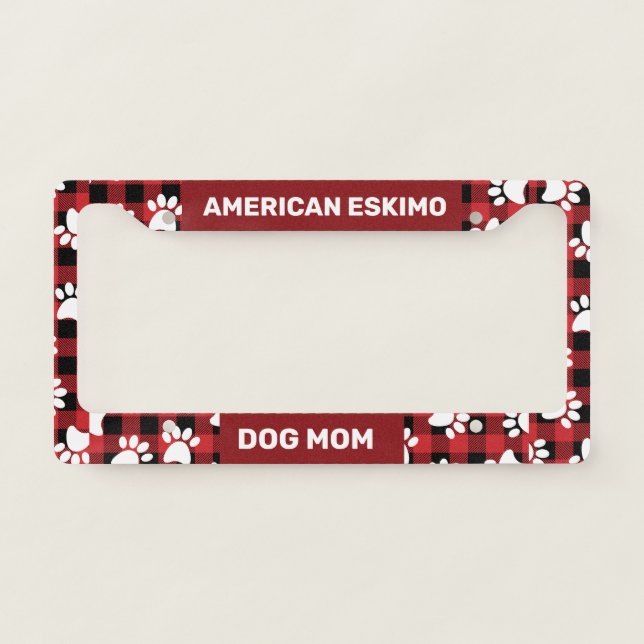 American Eskimo Dog Mom License Plate Frame (Front)