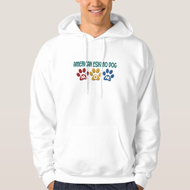 AMERICAN ESKIMO DOG MOM Paw Print Hoodie (Front)