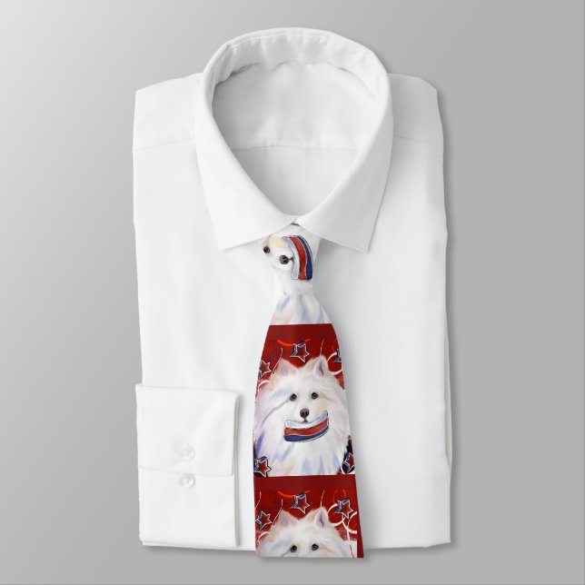American Eskimo Dog  Neck Tie (Tied)