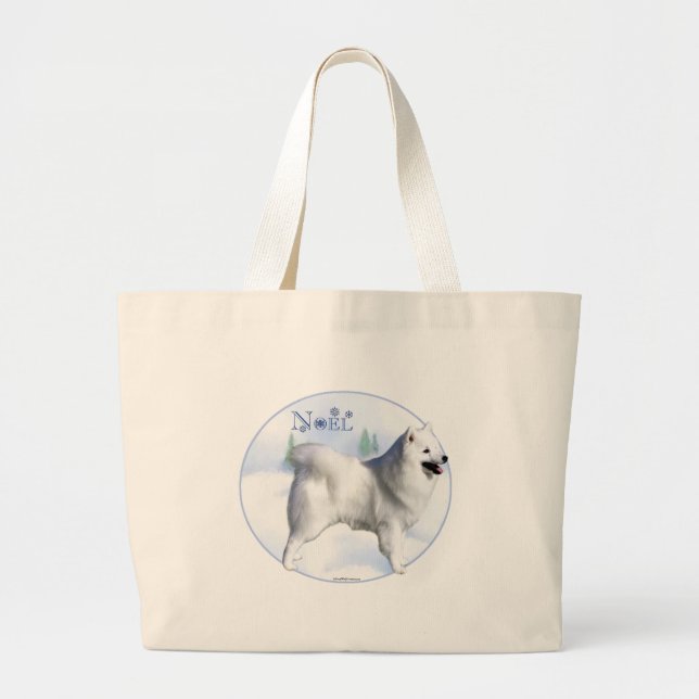 American Eskimo Dog Noel Large Tote Bag (Front)