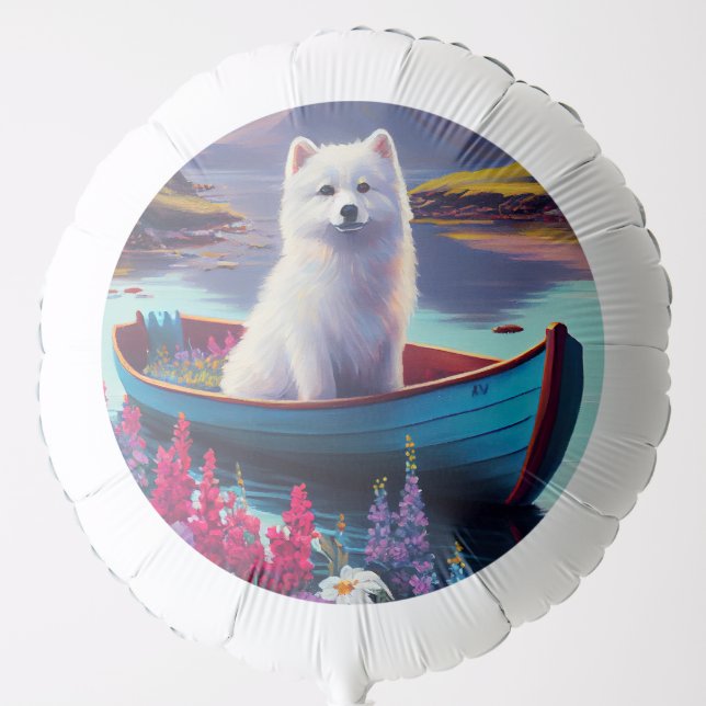 American Eskimo Dog on Paddle: A Scenic Adventure Balloon (Front)