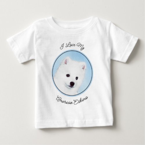 American Eskimo Dog Painting _ Original Dog Art Baby T_Shirt