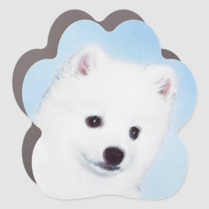 American Eskimo Dog Painting - Original Dog Art Car Magnet