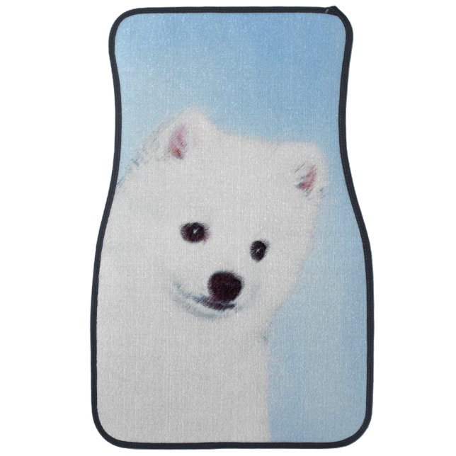American Eskimo Dog Painting - Original Dog Art Car Mat (Front)