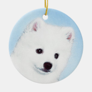 American Eskimo Dog Painting - Original Dog Art Ceramic Ornament