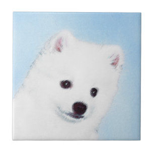 American Eskimo Dog Painting - Original Dog Art Ceramic Tile